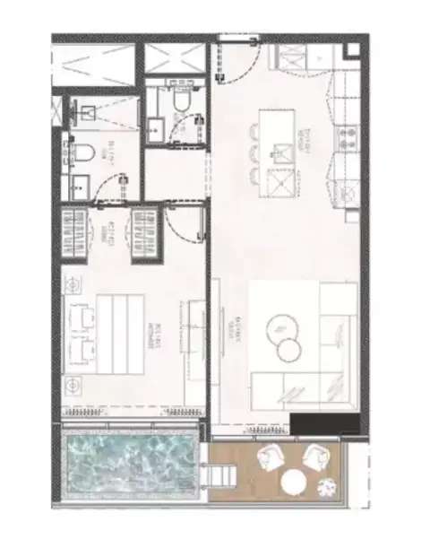 Gharbi 2 Residences: Floor plan Type 02, 745 sq ft