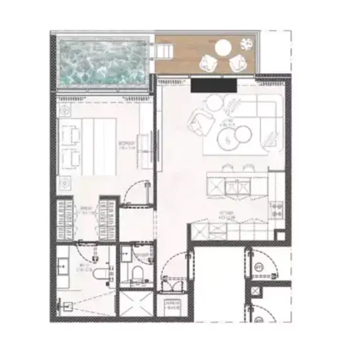 Gharbi 2 Residences: Floor plan Type 05, 738 sq ft