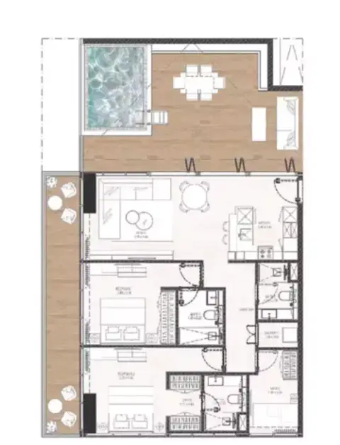 Gharbi 2 Residences: Floor plan Type 02, 1,622 sq ft