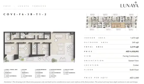 Lunaya Terraces: Floor plan Type 13, 2,219 sq ft