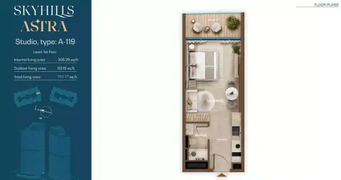 Skyhills Astra: Floor plan Type A-119, 380 sq ft