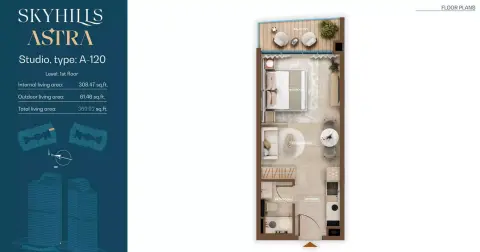 Skyhills Astra: Floor plan Type A-120, 370 sq ft