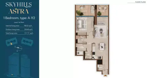 Skyhills Astra: Floor plan Type A-112, 965 sq ft
