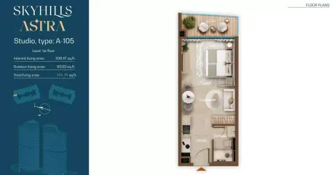 Skyhills Astra: Floor plan Type A-105, 369 sq ft