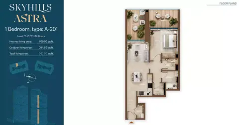 Skyhills Astra: Floor plan Type A-201, 964 sq ft
