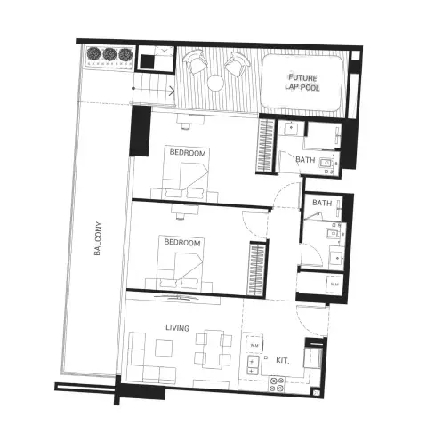 Binghatti Ruby: Floor plan Type B, 1,329 sq ft