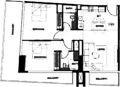 Binghatti Ruby: Floor plan Type A, 1,225 sq ft