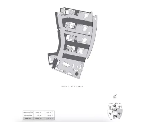 Six Senses Residences Dubai Marina: Floor plan Type D, 3,325 sq ft