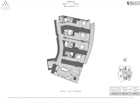 Six Senses Residences Dubai Marina: Floor plan Type A, 5,773 sq ft