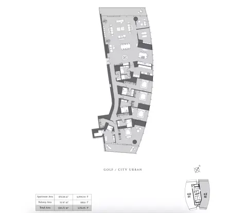 Six Senses Residences Dubai Marina: Floor plan Type B, 5,712 sq ft