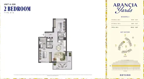 Arancia Yards: Plan Type B-9, 1,076 sq ft