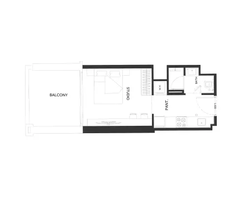 Binghatti Elite: Floor plan Type B, 377 sq ft