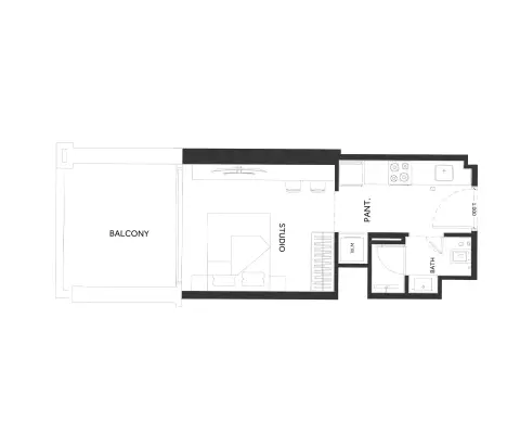 Binghatti Elite: Floor plan Type A, 376 sq ft