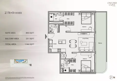 Oxford Cove: Floor plan Type 1, 1,146 sq ft