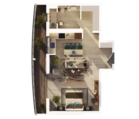 Mag 777: Floor plan Type 3, 742 sq ft