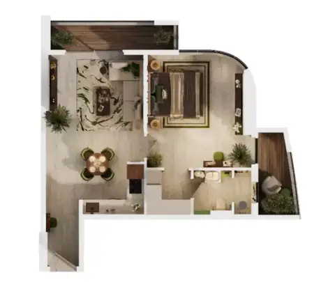 Mag 777: Floor plan Type 1, 736 sq ft