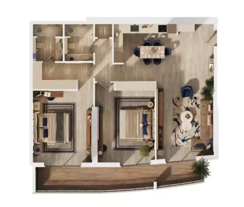 Mag 777: Floor plan Type 1, 1,384 sq ft