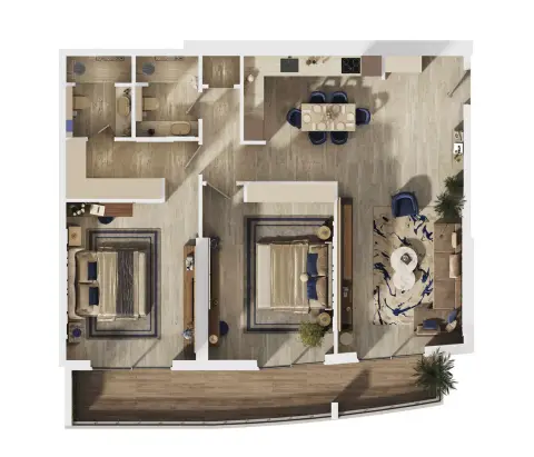 Mag 777: Floor plan Type 3, 1,383 sq ft