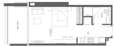 Binghatti Ivory: फ़्लोर प्लान Type A, 455 sq ft