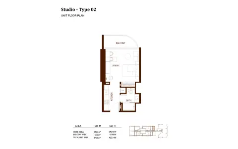 Binghatti Hillviews: Floor plan Type 2, 402 sq ft