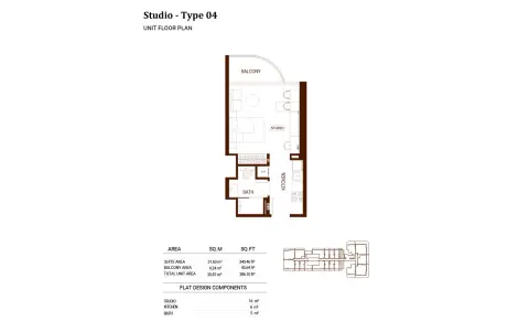 Binghatti Hillviews: Floor plan Type 4, 386 sq ft