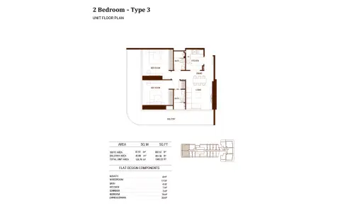 Binghatti Hillviews: Floor plan Type 3, 1,343 sq ft