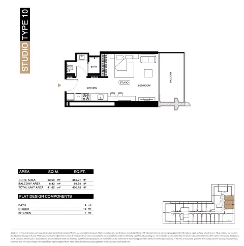 Binghatti Starlight: Floor plan Type 10, 450 sq ft