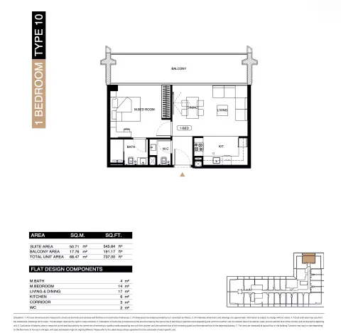 Binghatti Starlight: Floor plan Type 10, 737 sq ft