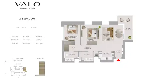Valo: Floor plan Unit 03, 1,079 sq ft