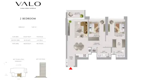 Valo: Floor plan Unit 01, 1,083 sq ft