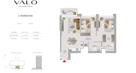 Valo: Floor plan Unit 01 - A, 1,071 sq ft