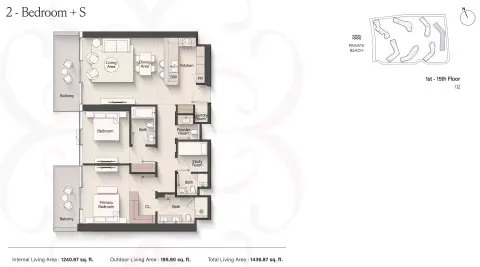 Meriva Sunset: Floor plan Type A +S, 1,436 sq ft