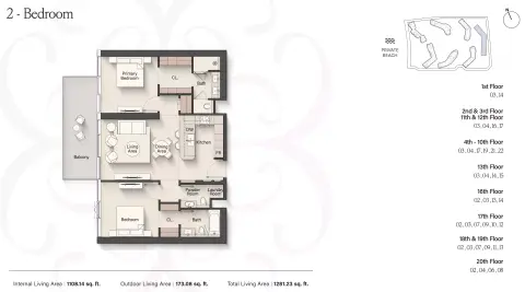 Meriva Sunset: Floor plan Type A, 1,281 sq ft