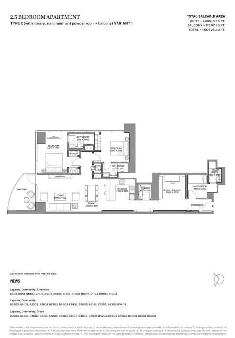 Skyscape Avenue: Floor plan Type C Variant1, 1,504 sq ft