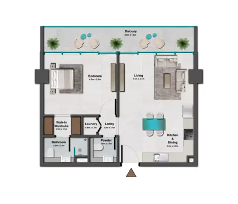 Skyhills Residences Phase 3: Планировка Type A, 745 sq ft