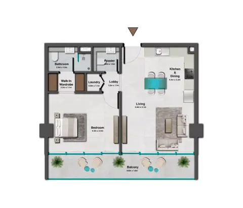 Skyhills Residences Phase 3: Планировка Type C, 789 sq ft