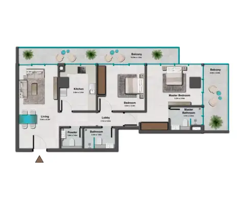 Skyhills Residences Phase 3: Планировка Type A, 1,154 sq ft