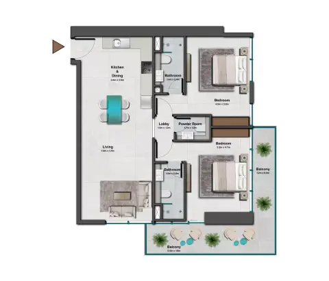 Skyhills Residences Phase 3: Планировка Type B, 1,096 sq ft