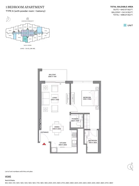 310 Riverside Crescent: Plan Type A, 696 sq ft