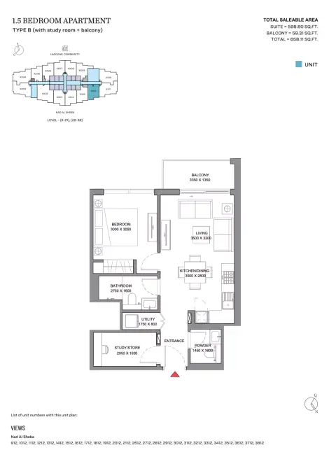 310 Riverside Crescent: Plan Type D, 658 sq ft