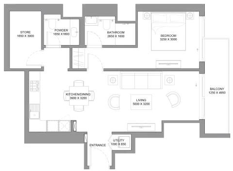 340 Riverside Crescent: Type A, 811 sq ft 户型图