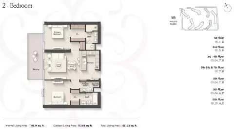 Meriva Gardens: Floor plan Type A, 1,281 sq ft