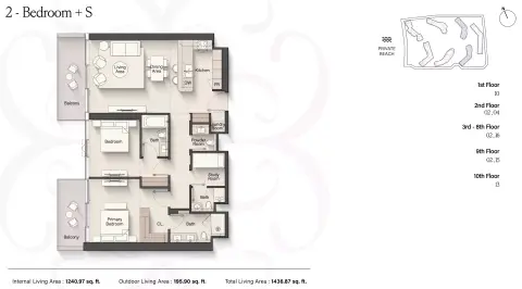Meriva Gardens: Floor plan Type B+S, 1,436 sq ft