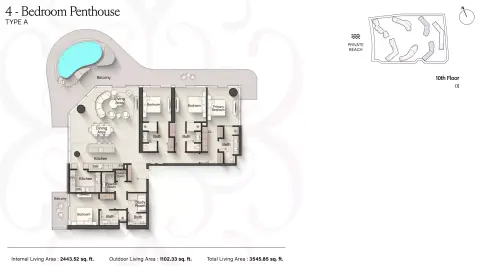 Meriva Gardens: Floor plan Type A, 3,545 sq ft