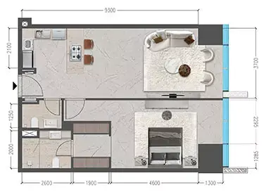 تايجر سكاي تاور: مخطط الطابق Type 1210-2303, 873 sq ft
