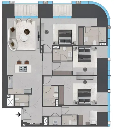 تايجر سكاي تاور: مخطط الطابق Type 5509, 1,922 sq ft