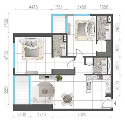 Jade Tower: Floor plan Type 2801, 1,311 sq ft