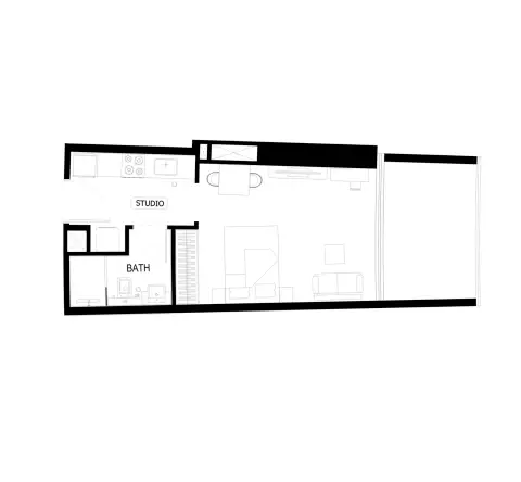 Binghatti Hills: Floor plan Type A - Tower A, 470 sq ft