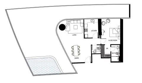 Binghatti Hills: Floor plan Type B Tower B, 1,461 sq ft