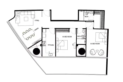 Binghatti Hills: Floor plan Type B Tower B, 1,538 sq ft